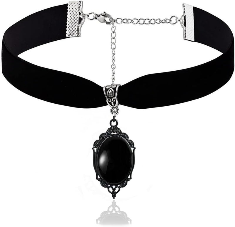 Cicod Gothic Black Velvet Goth Choker Necklace for Women,Cameo Black Choker Crow Skull Pendant Necklace Vintage Collar Skull Necklace Gothic Jewelry - Image 1